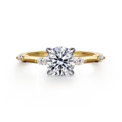 Marline - 14K White -Yellow Gold Round Diamond Engagement Ring