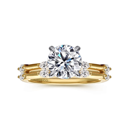 Marline - 14K White -Yellow Gold Round Diamond Engagement Ring