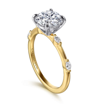 Marline - 14K White -Yellow Gold Round Diamond Engagement Ring