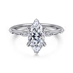 Marline - 14K White Gold Gold Marquise Shape Diamond Engagement Ring
