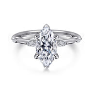 Marline - 14K White Gold Gold Marquise Shape Diamond Engagement Ring