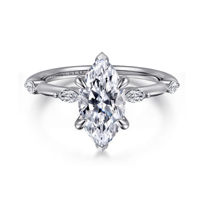 Marline - 14K White Gold Gold Marquise Shape Diamond Engagement Ring