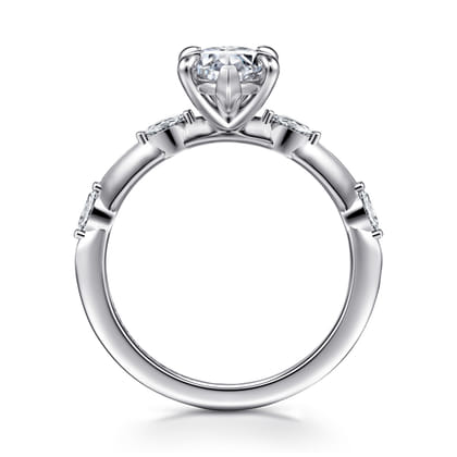 Marline - 14K White Gold Gold Marquise Shape Diamond Engagement Ring