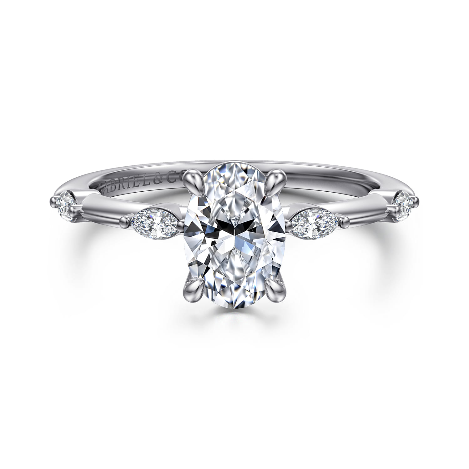Marline - 14K White Gold Oval Diamond Engagement Ring