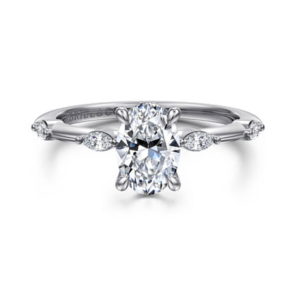 Marline - 14K White Gold Oval Diamond Engagement Ring