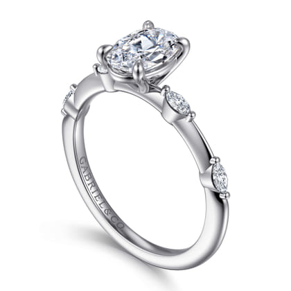 Marline - 14K White Gold Oval Diamond Engagement Ring