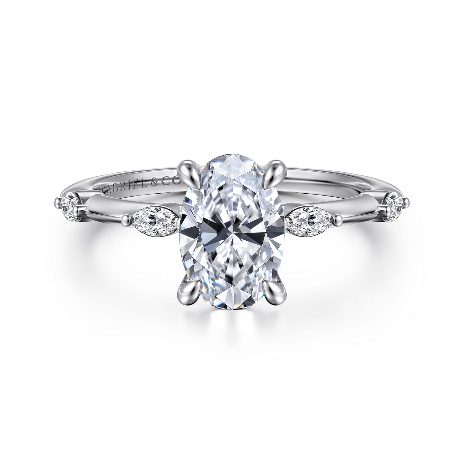 Marline - 14K White Gold Oval Diamond Engagement Ring