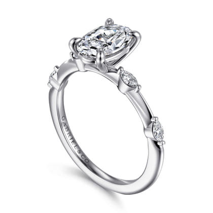 Marline - 14K White Gold Oval Diamond Engagement Ring