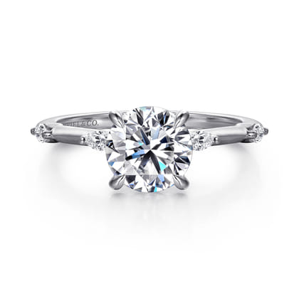 Marline - 14K White Gold Round Diamond Engagement Ring