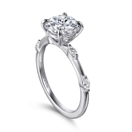 Marline - 14K White Gold Round Diamond Engagement Ring