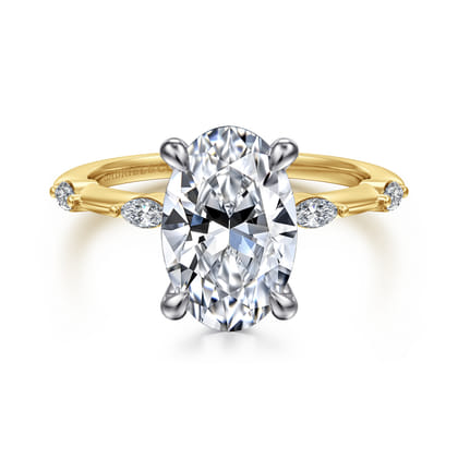 Marline - 14K White-Yellow Gold Oval Diamond Engagement Ring