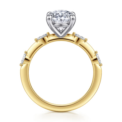 Marline - 14K White-Yellow Gold Oval Diamond Engagement Ring