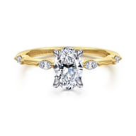 Marline - 14K White-Yellow Gold Oval Diamond Engagement Ring