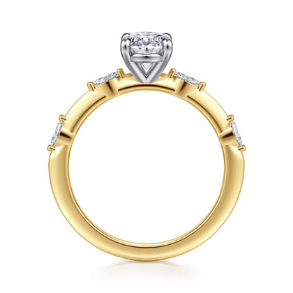 Marline - 14K White-Yellow Gold Oval Diamond Engagement Ring