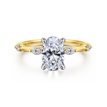 Marline - 14K White-Yellow Gold Oval Diamond Engagement Ring