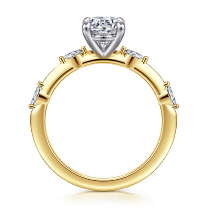 Marline - 14K White-Yellow Gold Oval Diamond Engagement Ring