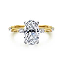 14K White-Yellow Gold Oval Diamond Engagement Ring