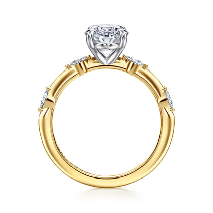 Marline - 14K White-Yellow Gold Oval Diamond Engagement Ring