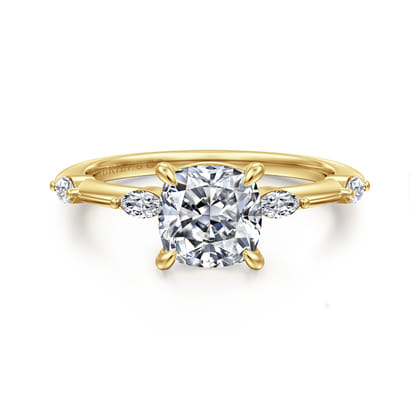 Marline - 14K Yellow Gold Cushion Cut Diamond Engagement Ring