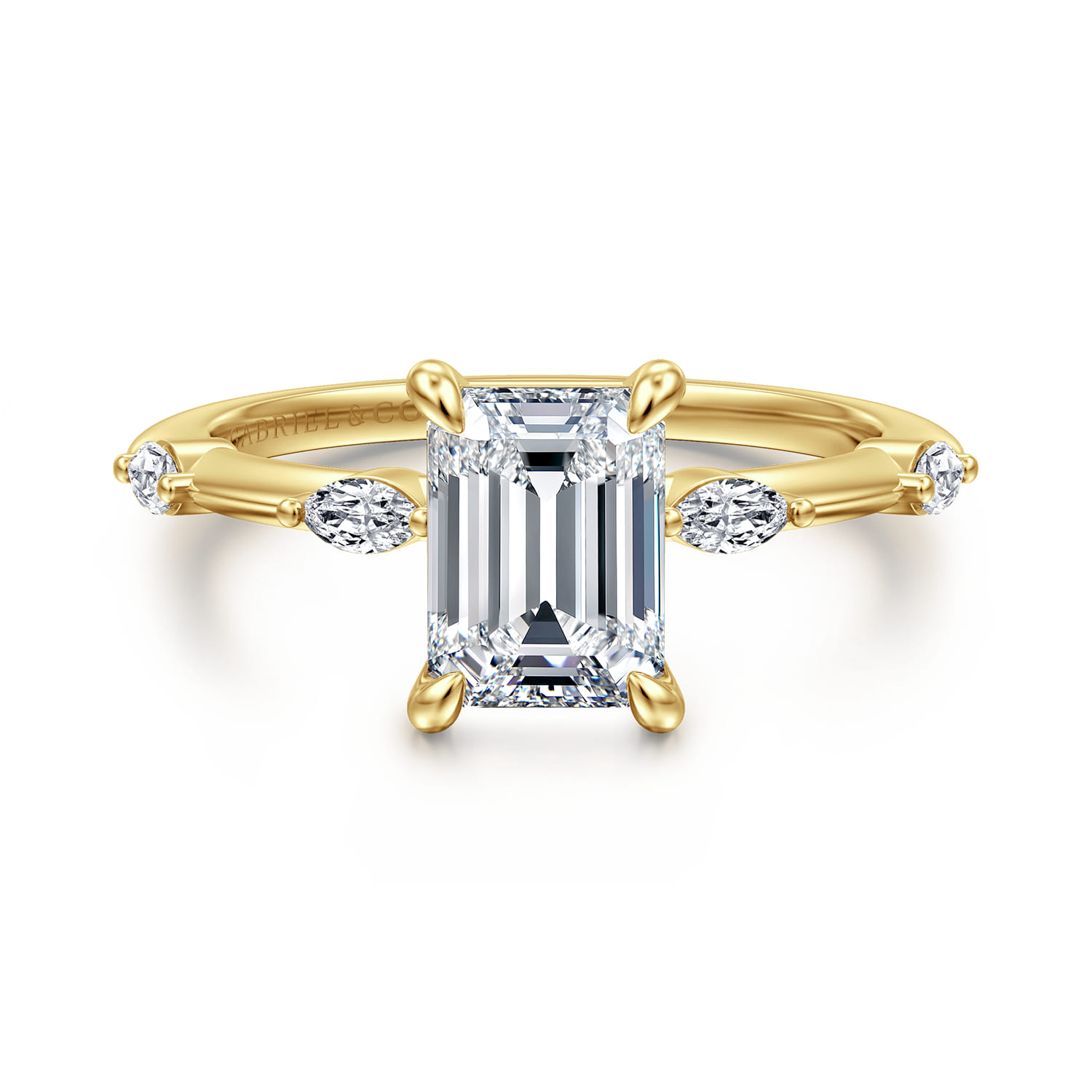 Marline - 14K Yellow Gold Emerald Cut Diamond Engagement Ring