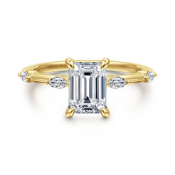 Marline - 14K Yellow Gold Emerald Cut Diamond Engagement Ring