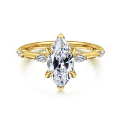 14K Yellow Gold Marquise Shape Diamond Engagement Ring