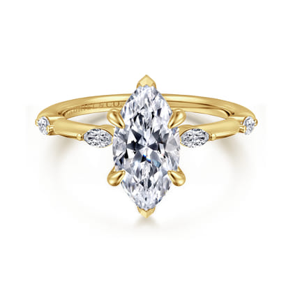 Marline - 14K Yellow Gold Marquise Shape Diamond Engagement Ring