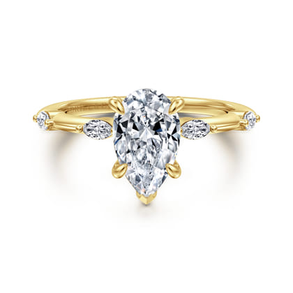 Marline - 14K Yellow Gold Pear Shape Diamond Engagement Ring