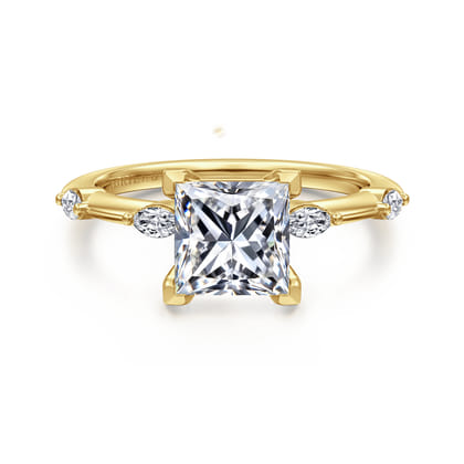 Marline - 14K Yellow Gold Princess Cut Diamond Engagement Ring
