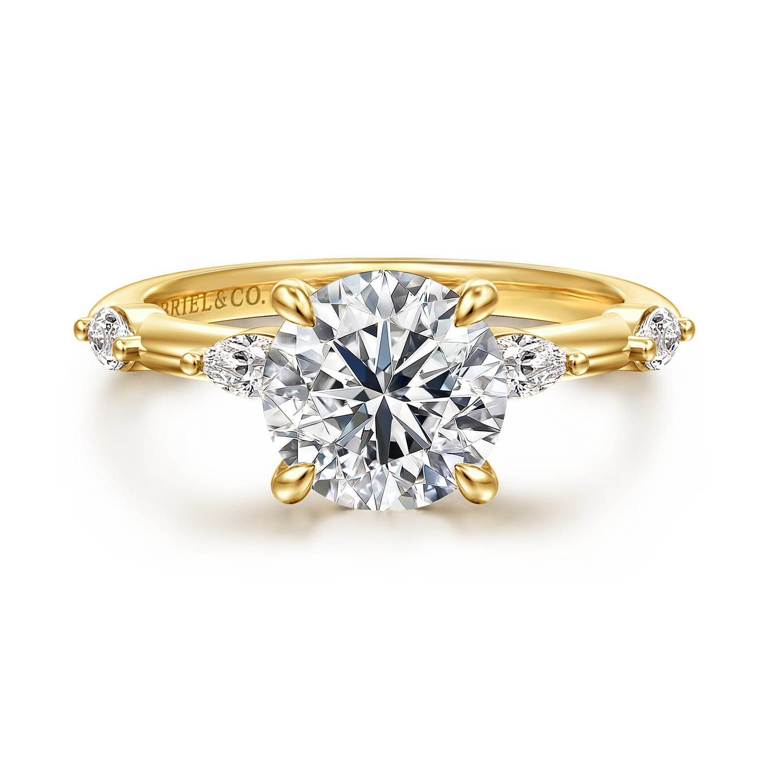 Marline - 14K Yellow Gold Round Diamond Engagement Ring