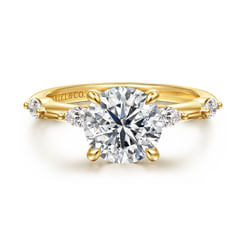 14K Yellow Gold Round Diamond Engagement Ring