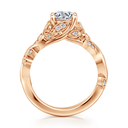 Martedi - 14K Rose Gold Floral Round Diamond Engagement Ring