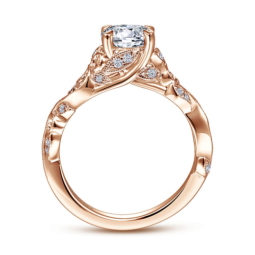 Martedi - 14K Rose Gold Floral Round Diamond Engagement Ring - 0.14 ct - Shot 2