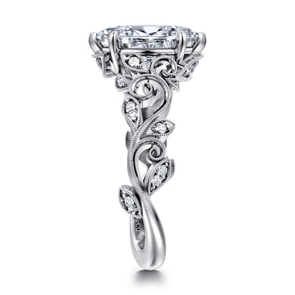 Martedi - 14K White Gold Floral Marquise Shape Diamond Engagement Ring
