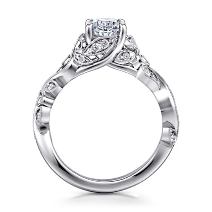 Martedi - 14K White Gold Floral Oval Diamond Engagement Ring