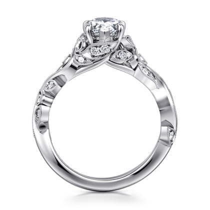 Martedi - 14K White Gold Floral Pear Shape Diamond Engagement Ring