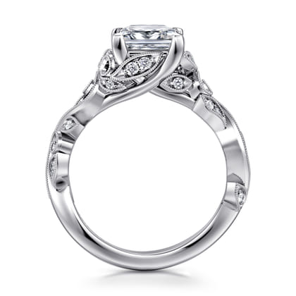 Martedi - 14K White Gold Floral Princess Cut Diamond Engagement Ring