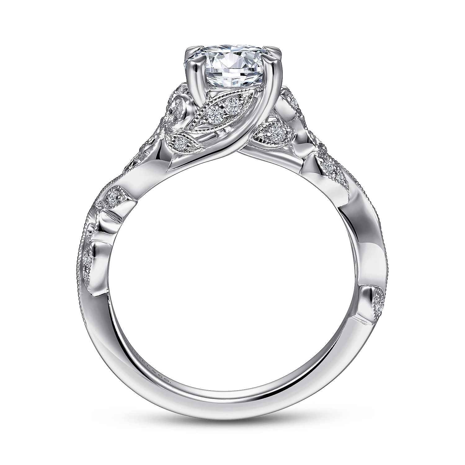 Martedi - Platinum Floral Round Diamond Engagement Ring