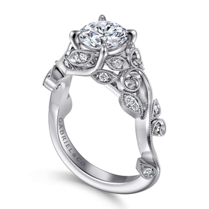 Martedi - Platinum Floral Round Diamond Engagement Ring