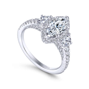 Martina - 14K White Gold Marquise Shape Diamond Engagement Ring