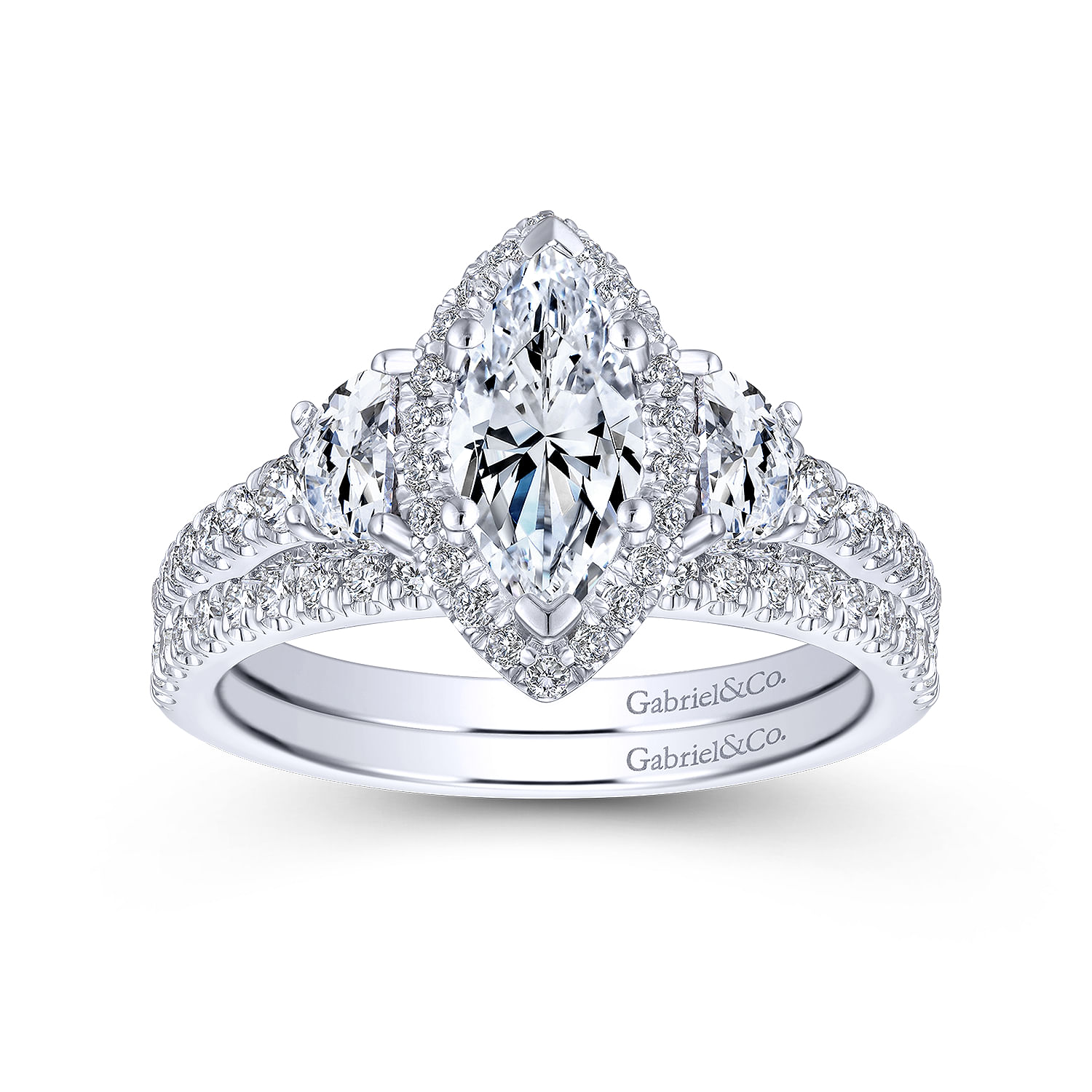 Martina - 14K White Gold Marquise Shape Diamond Engagement Ring