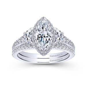 Martina - 14K White Gold Marquise Shape Diamond Engagement Ring