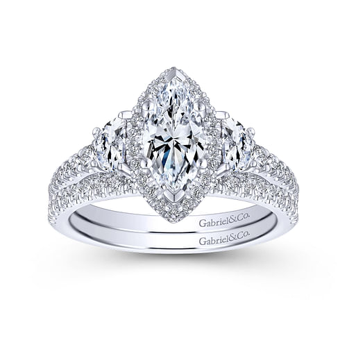 Martina - 14K White Gold Marquise Shape Diamond Engagement Ring - 0.95 ct - Shot 4