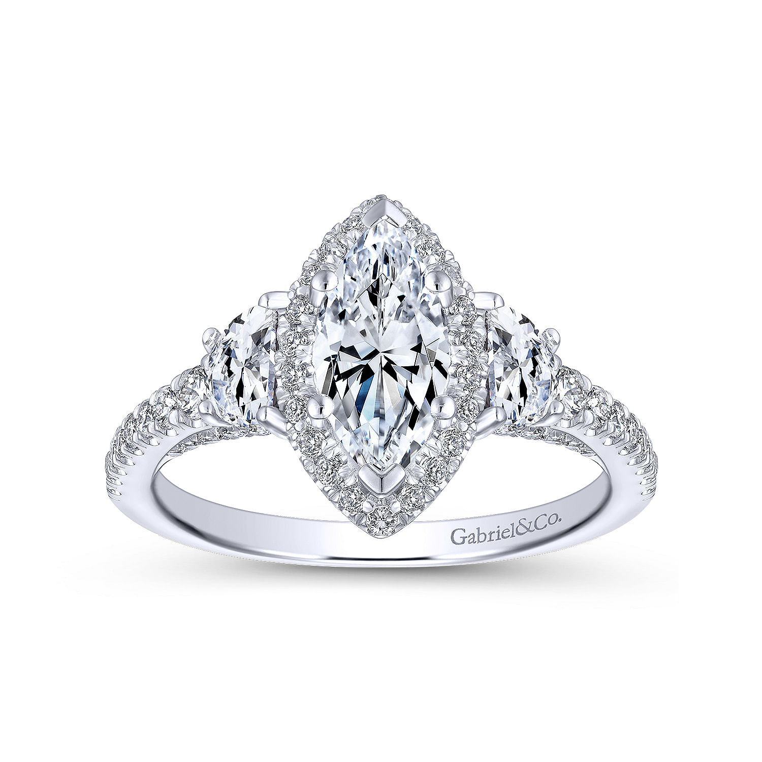 Martina - 14K White Gold Marquise Shape Diamond Engagement Ring