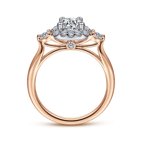 Martine - 14K Rose Gold Cushion Halo Round Diamond Engagement Ring - 0.5 ct - Shot 2