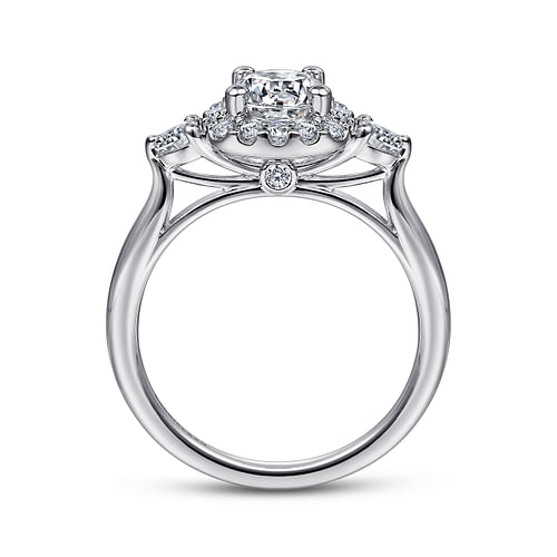 Martine - 14K White Gold Cushion Halo Round Diamond Engagement Ring - 0.5 ct - Shot 2