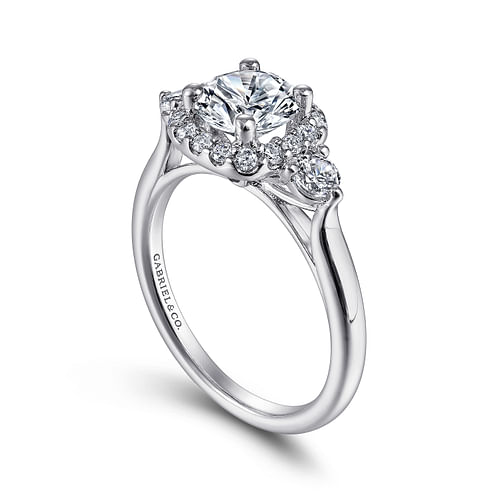 Martine - 14K White Gold Cushion Halo Round Diamond Engagement Ring - 0.5 ct - Shot 3