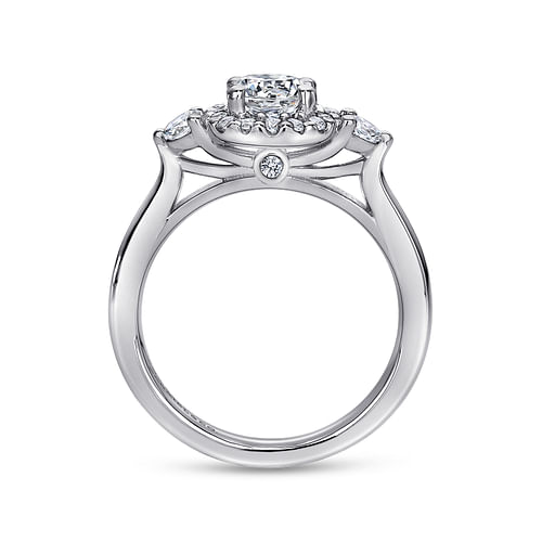 Martine - 14K White Gold Cushion Halo Round Diamond Engagement Ring - 0.38 ct - Shot 2