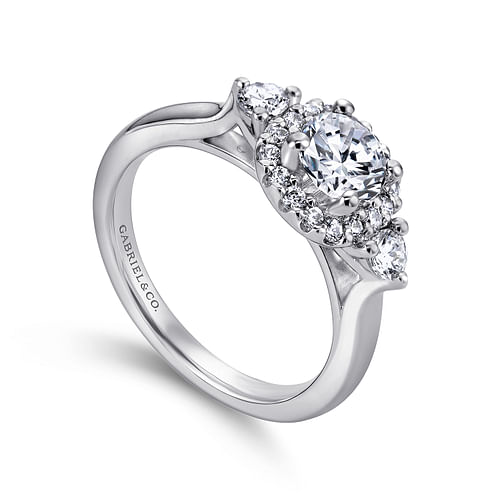 Martine - 14K White Gold Cushion Halo Round Diamond Engagement Ring - 0.38 ct - Shot 3