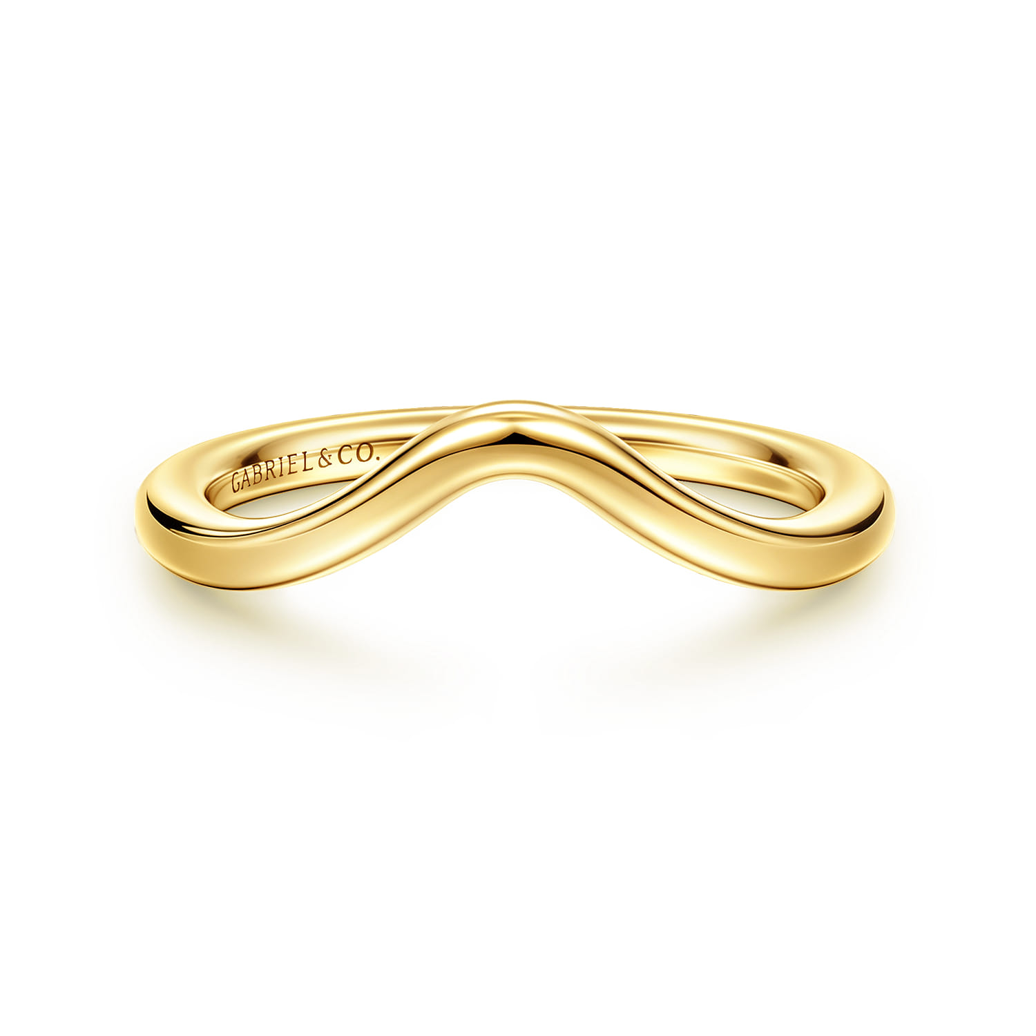 Curved Wedding Ring in 14k Yellow Gold with   at Gabriel & Co. - Shot 1